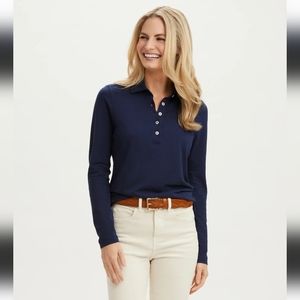 Renwick Periwinkle Stretch Pima Long Sleeve Polo Size XS